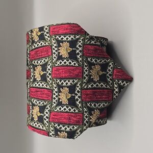 Vintage Ermenegildo Zegna Pure Silk Necktie Men's 58"x4" Red Gold Designer Italy